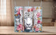 White Tiger with pink flowers tumbler