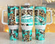 Turquoise and Cheetah Warning 40 oz