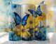 Blue Butterflies and Flowers tumbler