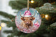 Pink Santa Hat Cow ornament