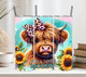 Sunflower Moody Cow tumbler