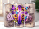 Purple Cross with Flowers tumbler