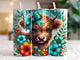 Teal and Orange Cow tumbler