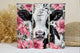 Black and White Cow Pink Floral tumbler