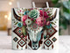 Floral Cow Skull tumbler