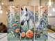 White Horse in Flowers tumbler