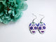 Blue sugar skull wood earrings